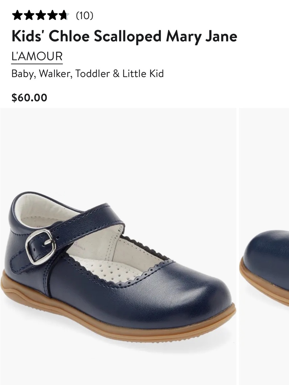 L'Amour Navy Blue Mary Jane Shoes for toddler girl 8